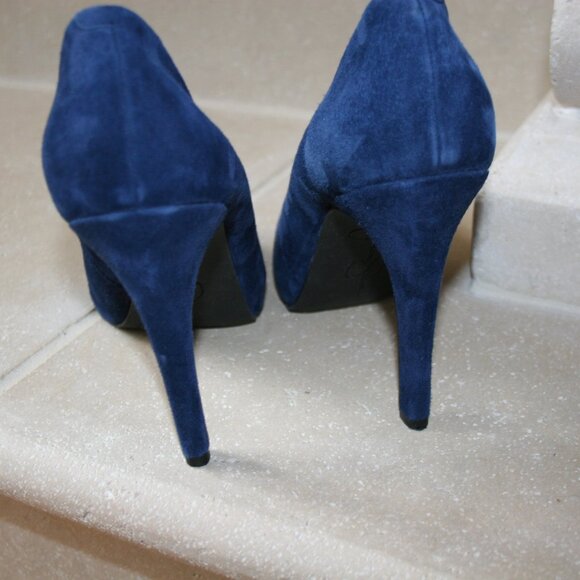 Jessica Simpson Marya Sapphire Blue Suede Pumps 9 1/2 Medium - Picture 5 of 10